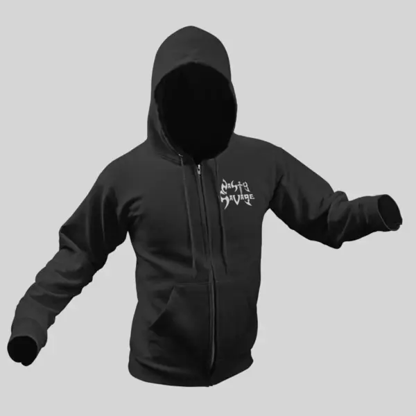 Nasty Savage Zip Hoodie, Nasty Savage Logo Black Zip Sweatshirt - Image 2