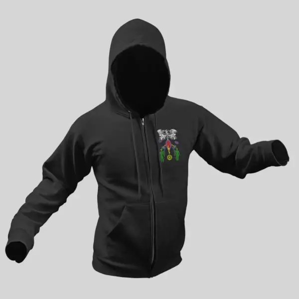 Ouroboric Deity Zip Hoodie, Ouroboric Deity Calleth the Void Black Zip Sweatshirt - Image 2