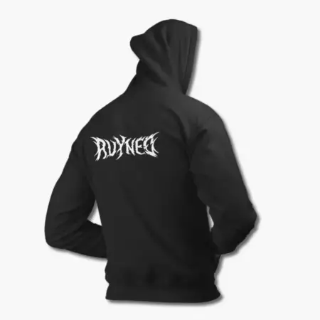Ruyned Zip Hoodie, Ruyned Logo Black Zip Sweatshirt