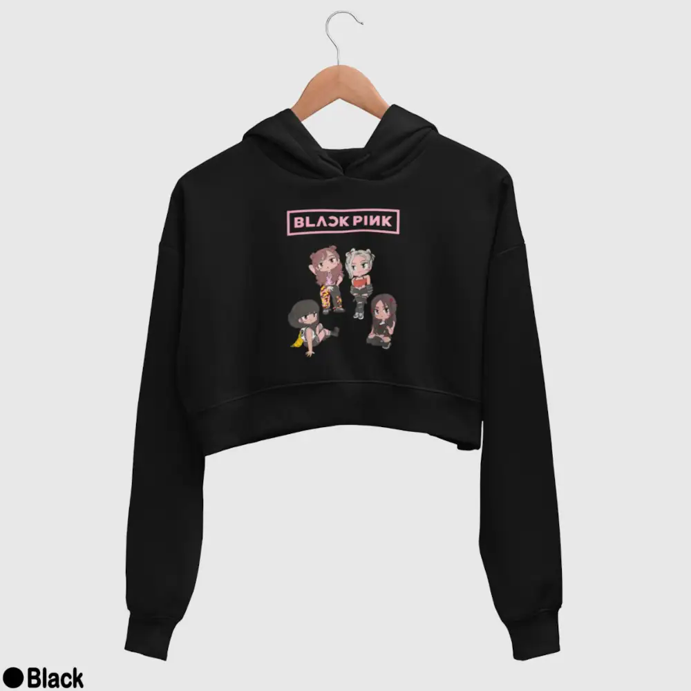 Chibi Black Pink Women’s Crop Hoodie