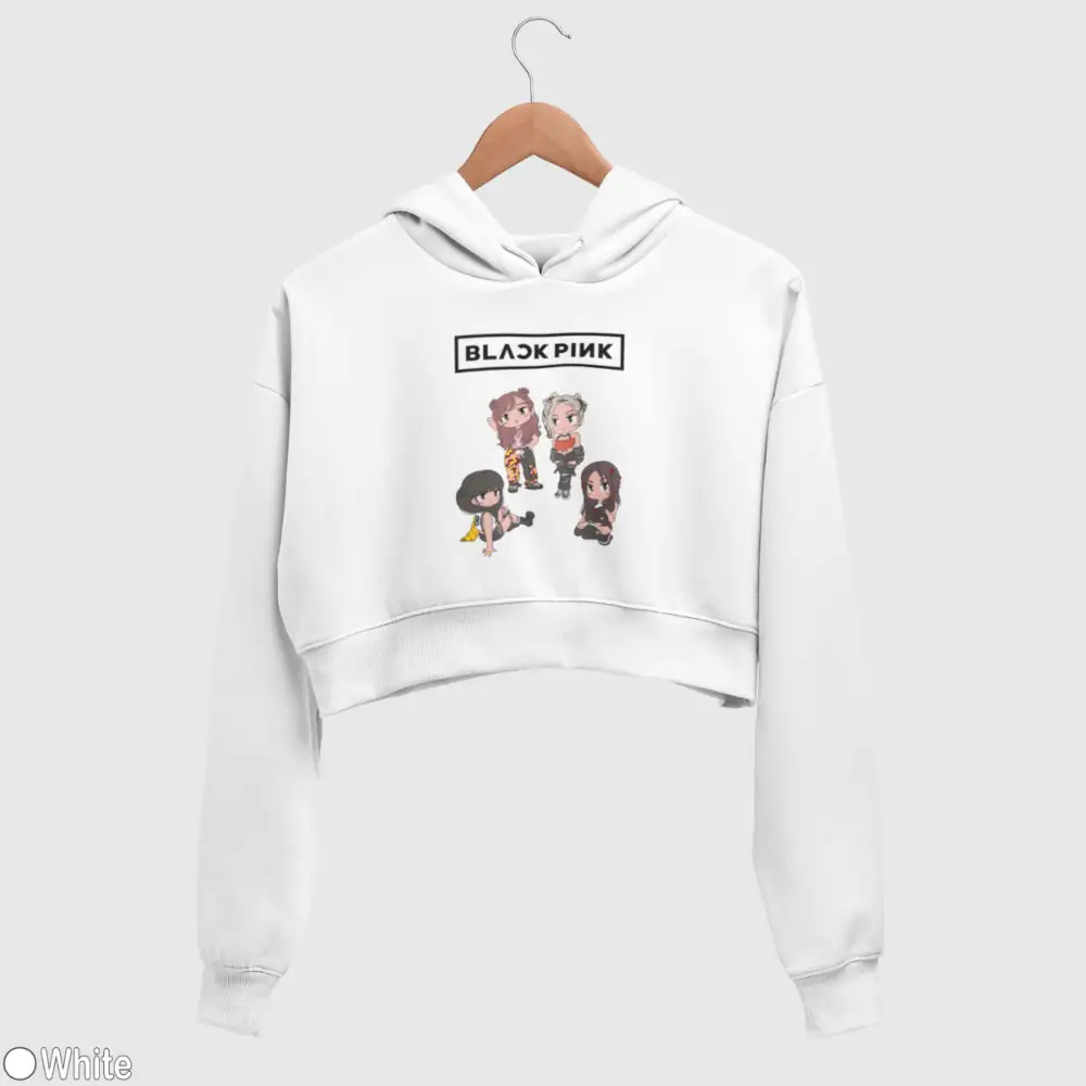 Chibi Black Pink Women’s Crop Hoodie - Image 2