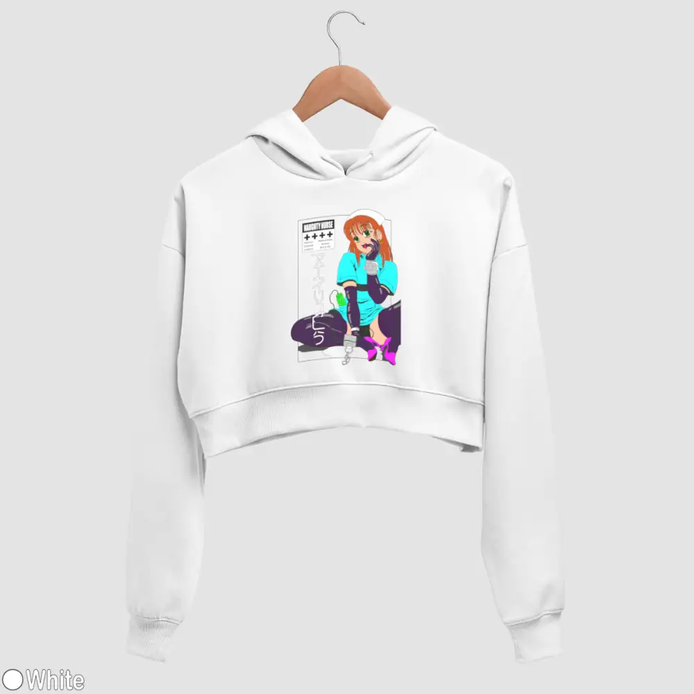 Senpai Naughty Nurse Women’s Crop Hoodie - Image 2