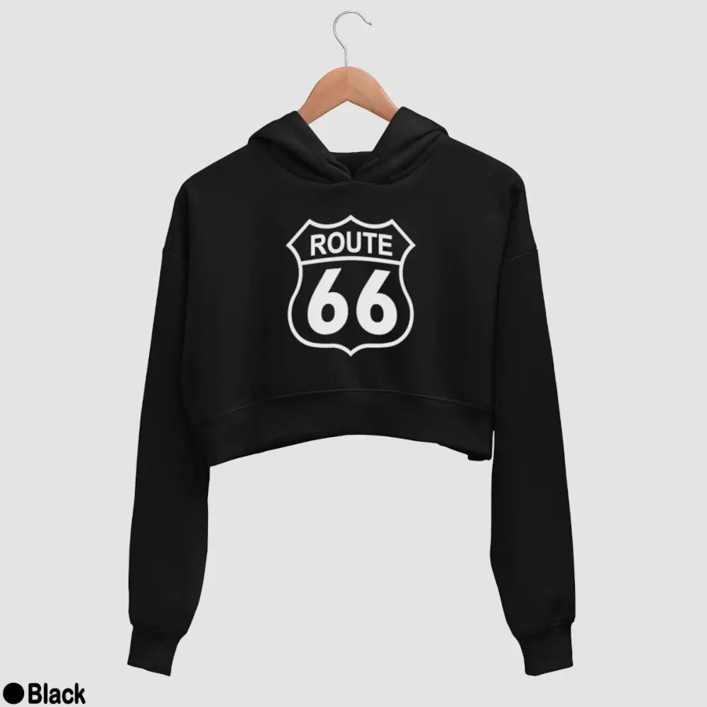 US Route 66 Women’s Crop Hoodie - Image 2